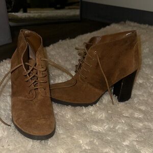 Franco Sarto Brown Lace-Up Booties